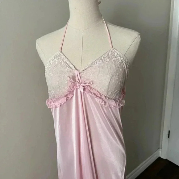Vintage old Hollywood glamour cottagecore fairy satin maxi slip/sleep dress M - Picture 4 of 7